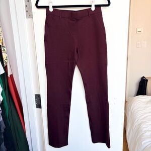 Quince Ultra Stretch Ponte Straight Leg Burgundy Trousers